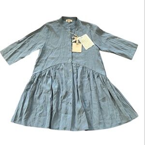 Kontatto Made In Italy NWT Blue Button Down Dress Knee Length Size S